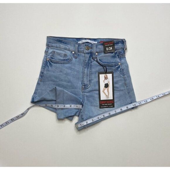 Celebrity Pink Curvy Fit Jean Shorts 0 Light Blue‎ Juniors' Cuffed Stretch Faded - Picture 5 of 11